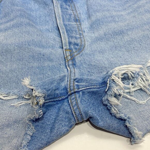 Levis 501 Cutoff Denim Jean Shorts Premium Big E Womens 32 High Rise Button-Fly - Picture 4 of 12